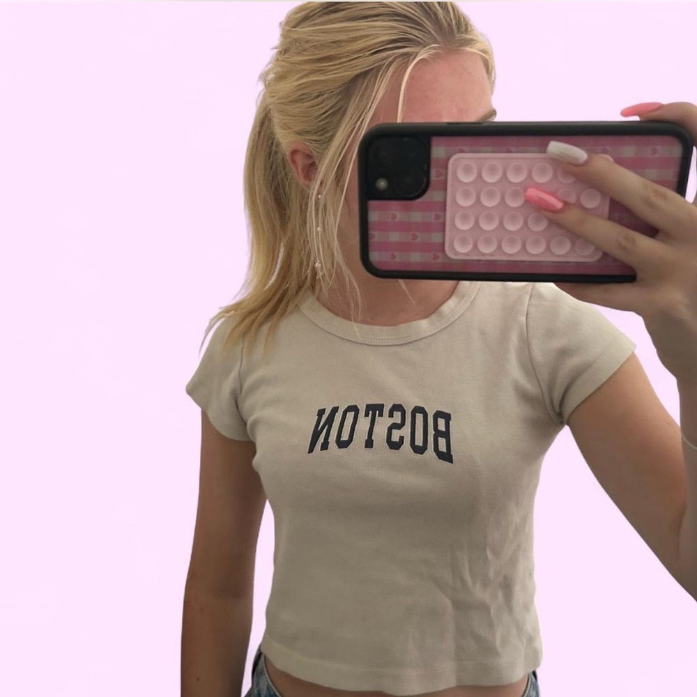 Brandy Melville Cream Boston Tee